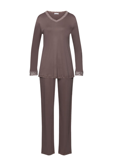 Moments Lace Trim Cotton Pajama Set | Stonewash 77041-2756